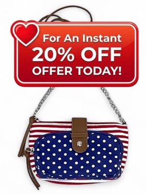 Patriotic American Flag Crossbody Bag Red White & Blue Stripes Polka Dot Purse
